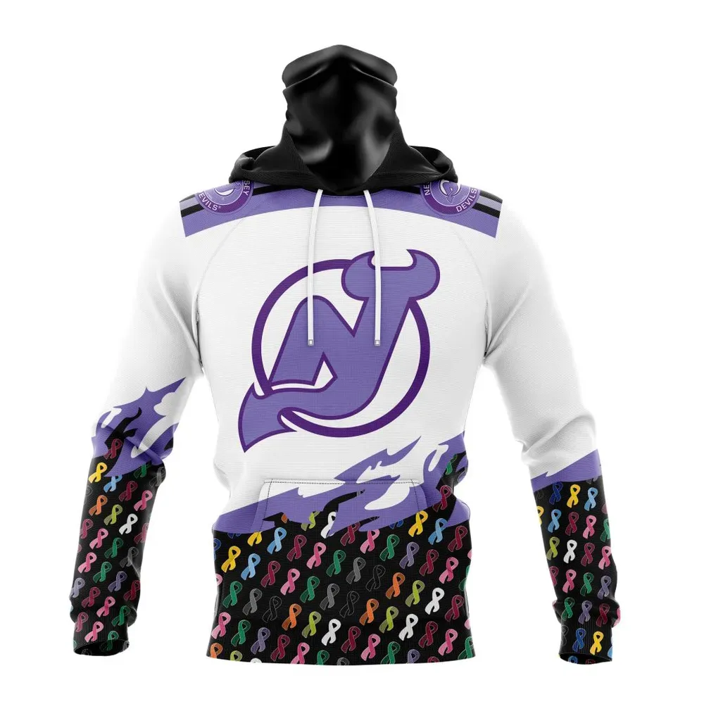 NHL New Jersey Devils | Specialized Kits In October We Stand Together We Can Beat Cancer Mask Hoodie