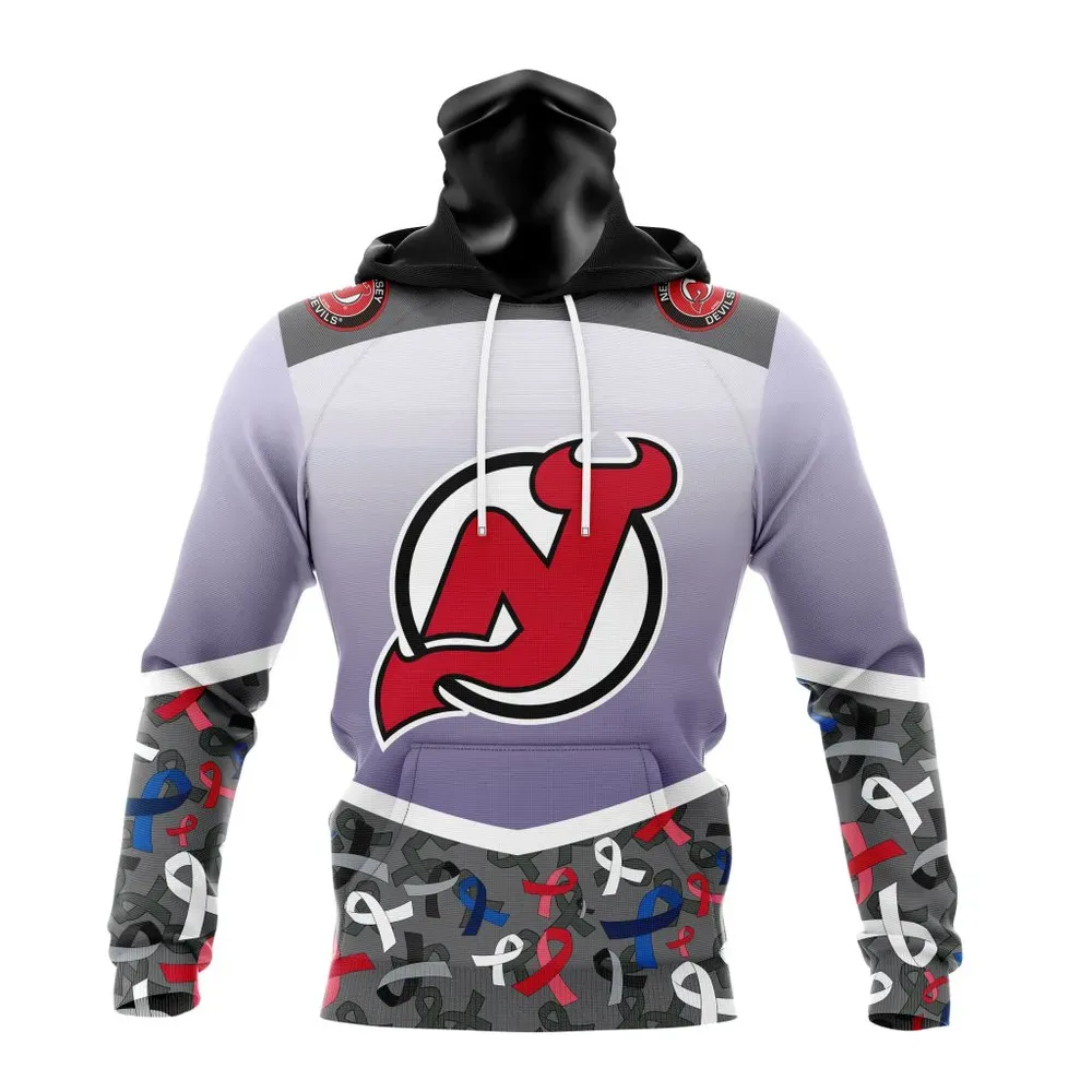 NHL New Jersey Devils | Specialized Sport Fights Again All Cancer V0122 Mask Hoodie