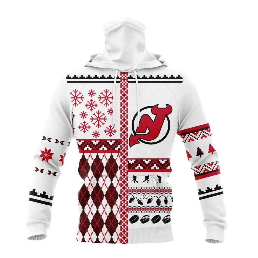 NHL New Jersey Devils | Specialized Unisex Christmas Is Coming V01 Mask Hoodie