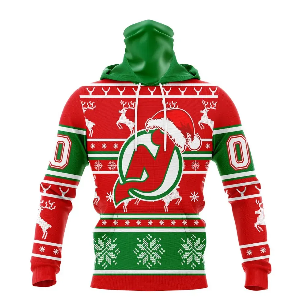 NHL New Jersey Devils | Specialized Unisex Christmas Is Coming V02 Mask Hoodie