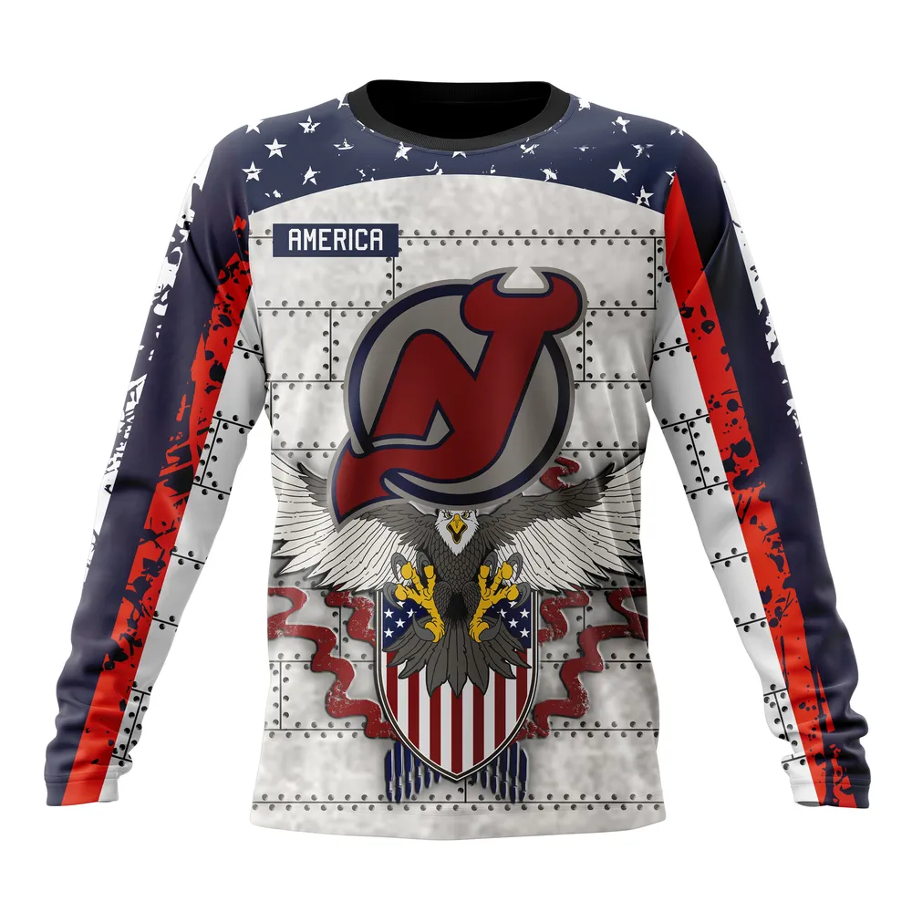 NHL New Jersey Devils | Specialized Unisex In Us Concepts V0222 Long Sleeved Sweatshirt 