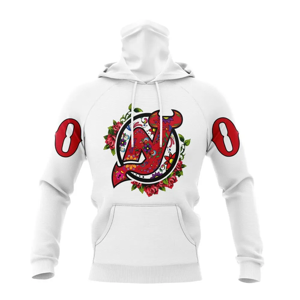 NHL New Jersey Devils | Specialized Unisex Kits Dia De Muertos Mask Hoodie