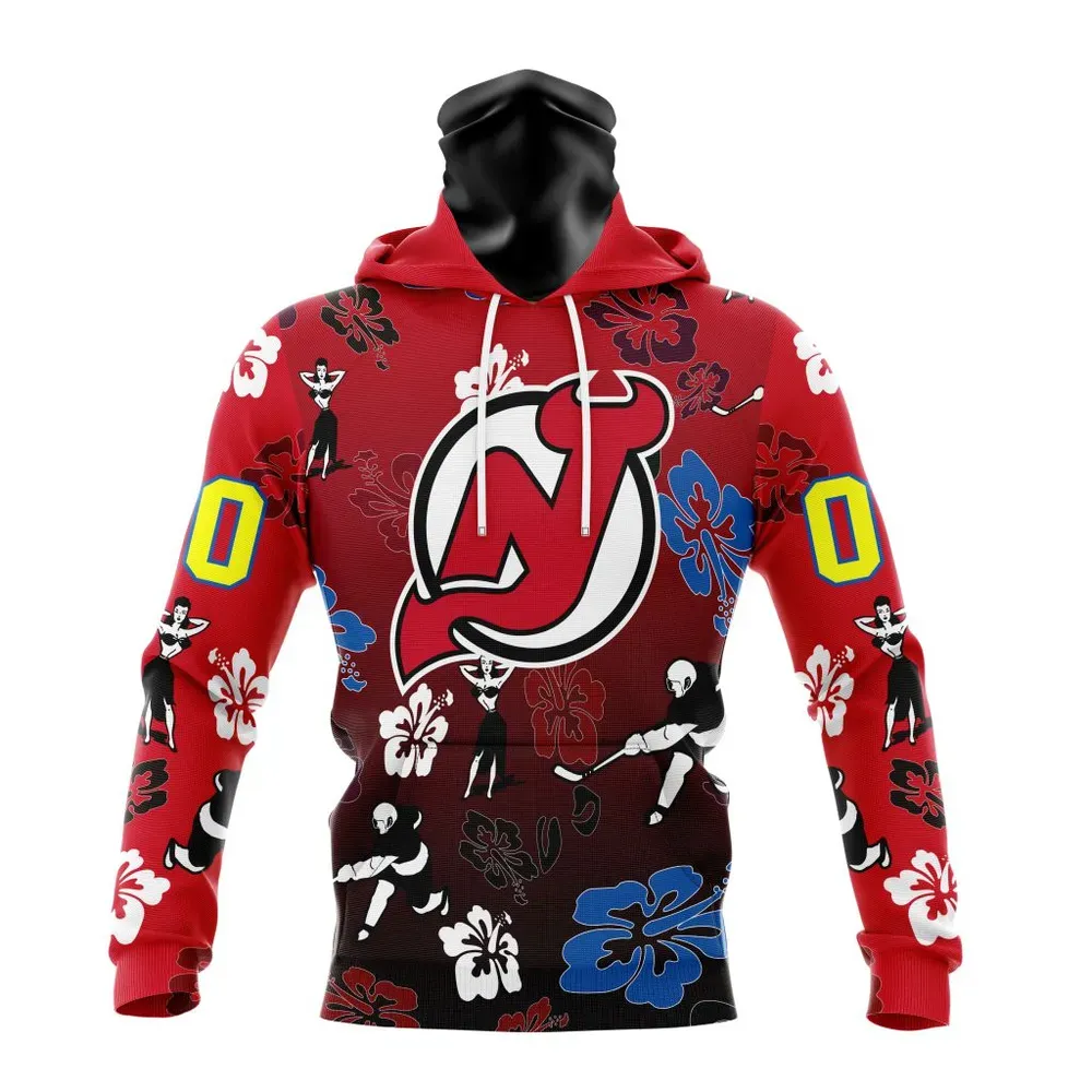 NHL New Jersey Devils X Hawaii Specialized Design For Hawaiia V0122 Mask Hoodie