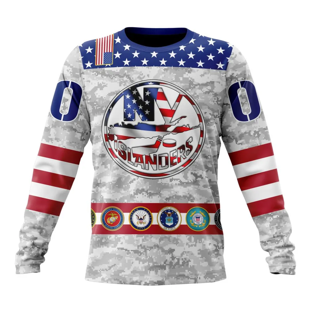 NHL New York Islanders Armed Forces Appreciation St2201 Long Sleeved Sweatshirt 