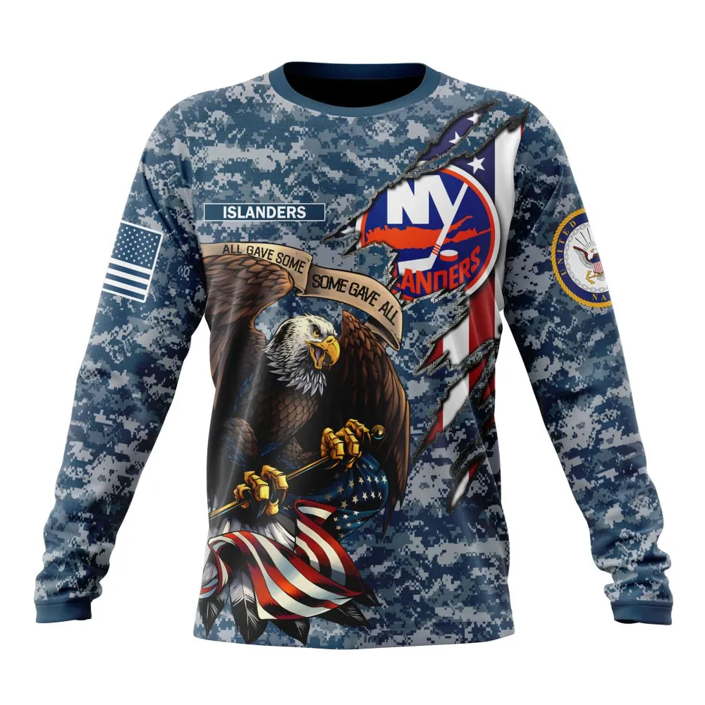 NHL New York Islanders Honor Us Navy Veterans St2202 Long Sleeved Sweatshirt 