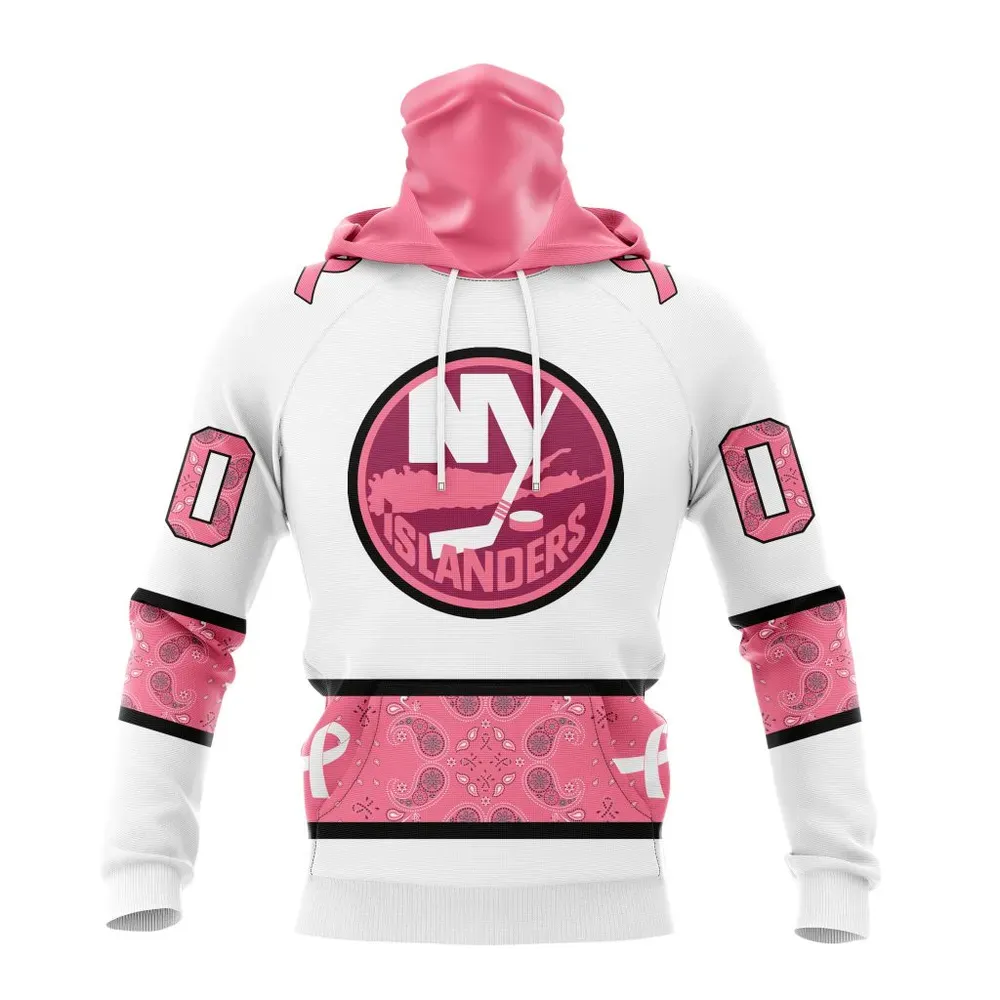 NHL New York Islanders In Classic Style With Paisley! In October We Wear Pink Breast Cancer Mask Hoodie