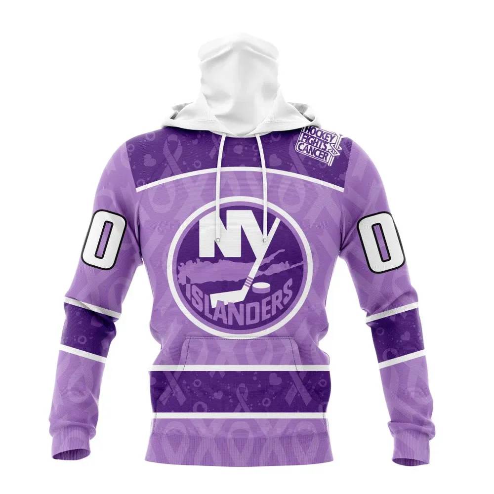 NHL New York Islanders New Lavender Hockey Fight Cancer St2301 Mask Hoodie