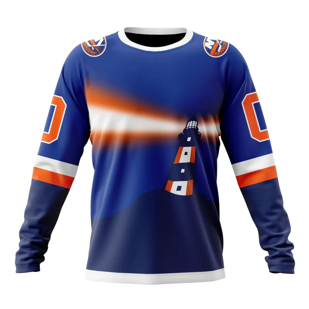 NHL New York Islanders Personalize Gradient Series Concept St2301 Long Sleeved Sweatshirt 