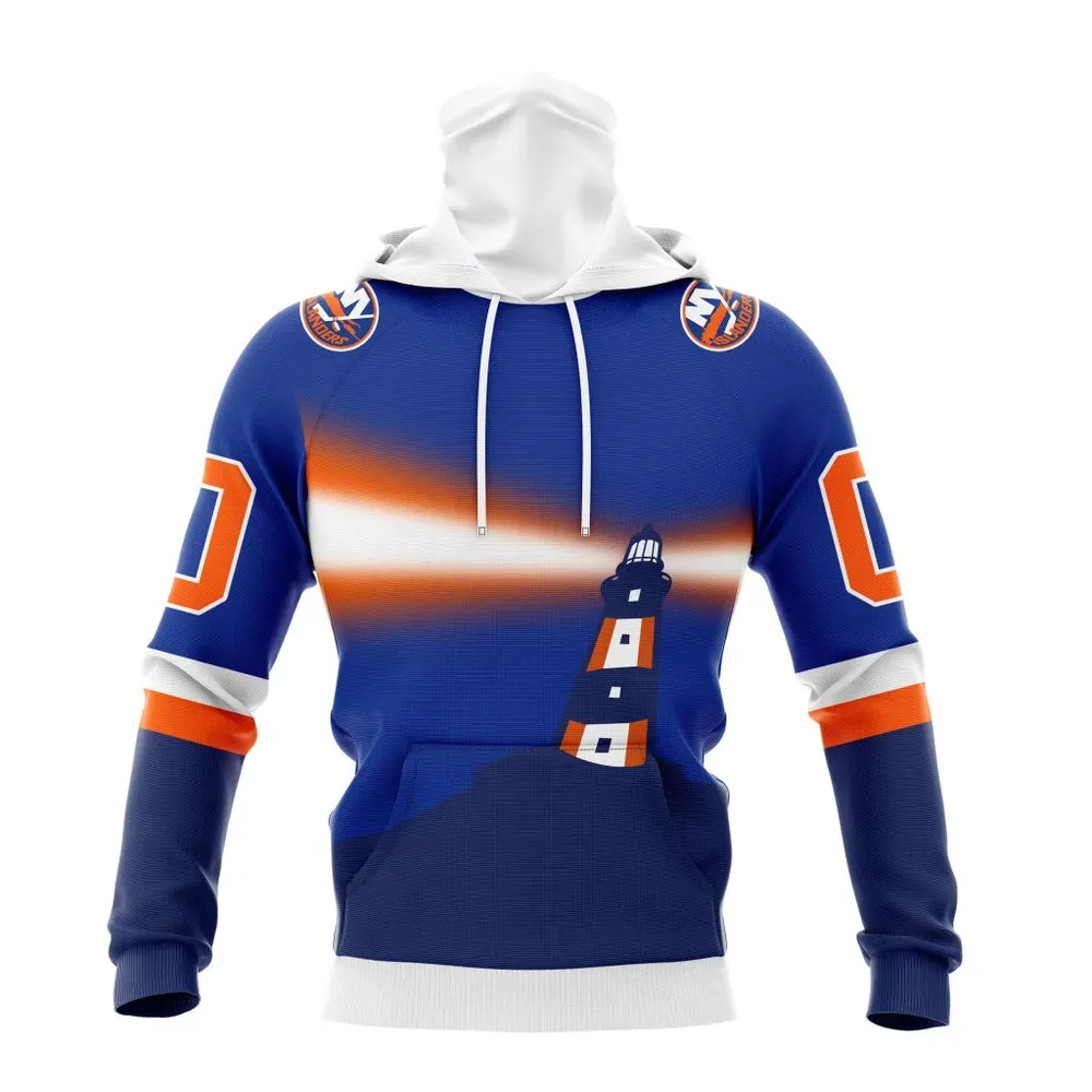 NHL New York Islanders Personalize Gradient Series Concept St2301 Mask Hoodie