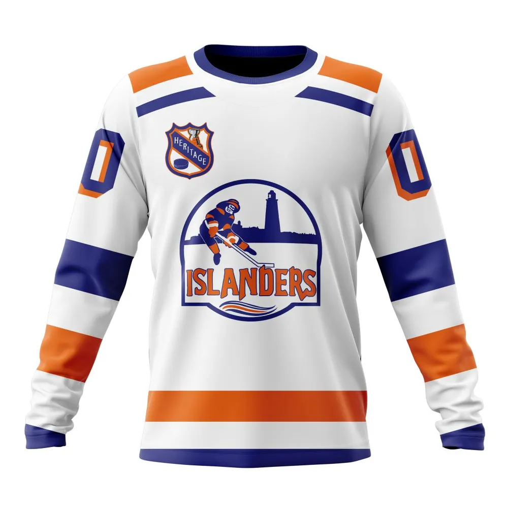 NHL New York Islanders Personalized Heritage Design St2401 Long Sleeved Sweatshirt 