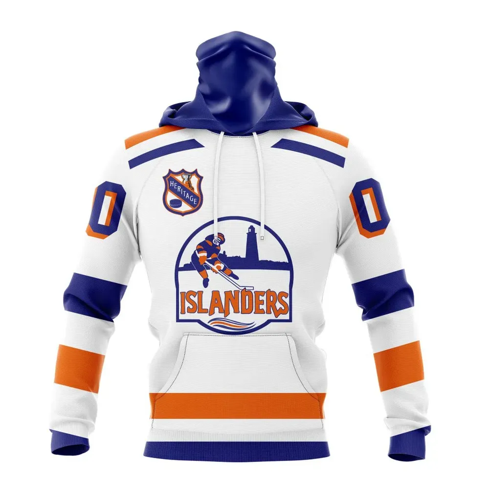 NHL New York Islanders Personalized Heritage Design St2401 Mask Hoodie