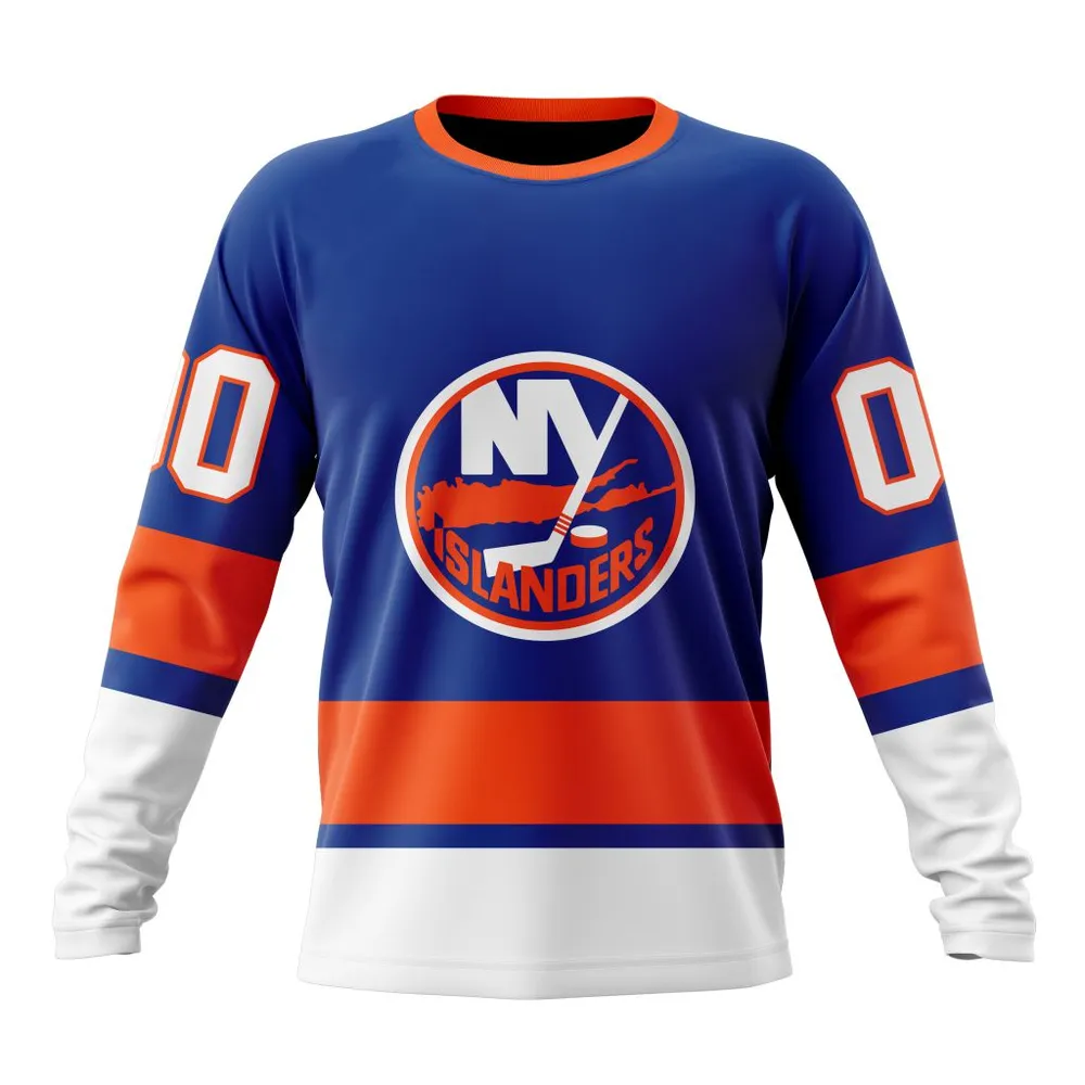 NHL New York Islanders Personalized Home Kits Long Sleeved Sweatshirt 