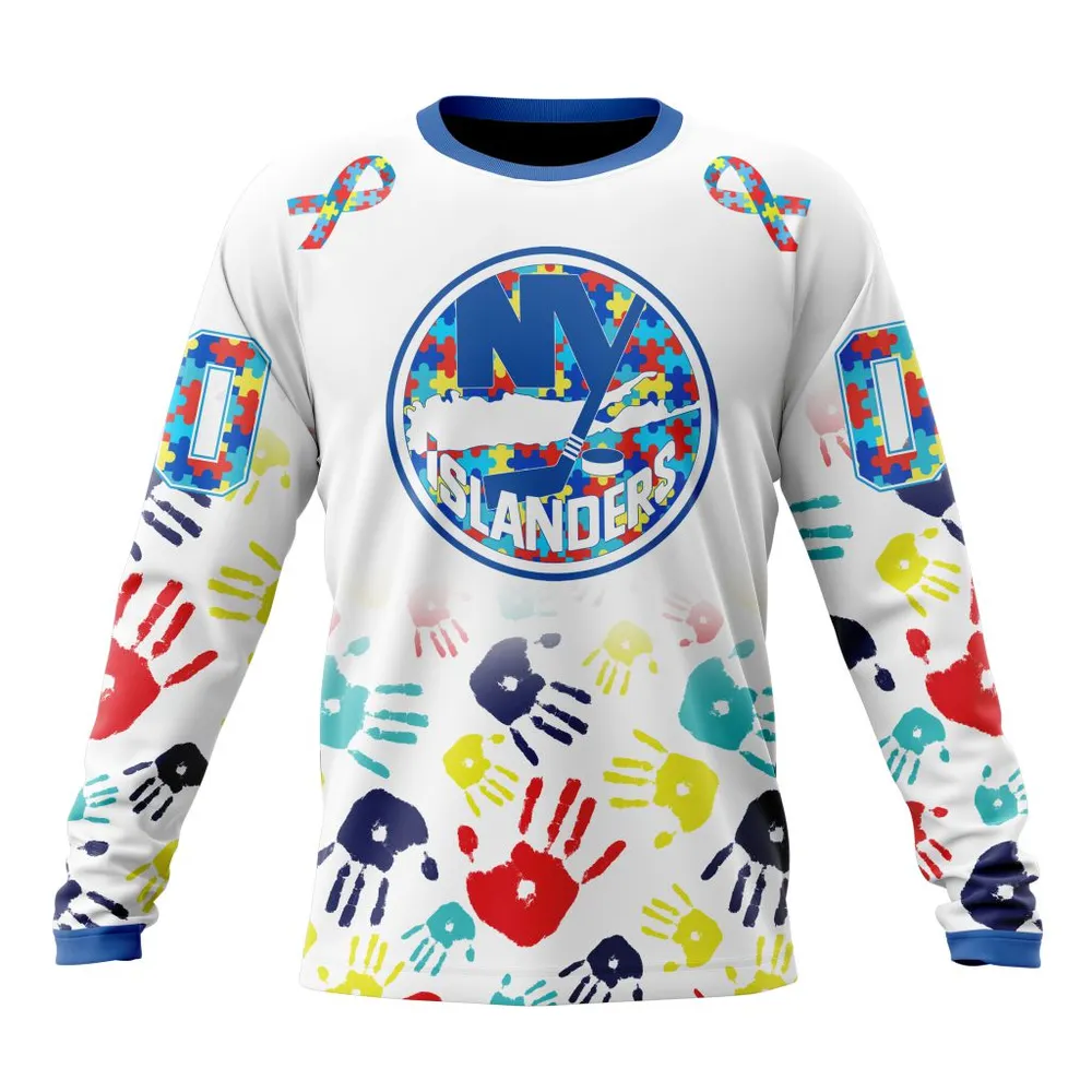 NHL New York Islanders Special Autism Awareness Design St2203 Long Sleeved Sweatshirt 