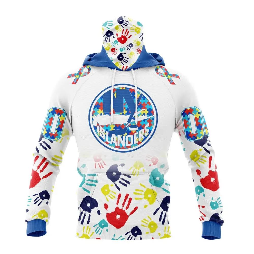 NHL New York Islanders Special Autism Awareness Design St2203 Mask Hoodie