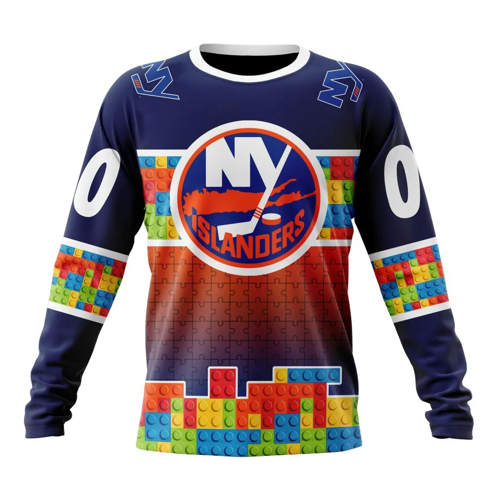 NHL New York Islanders Special Autism Awareness Design V2301 Long Sleeved Sweatshirt 