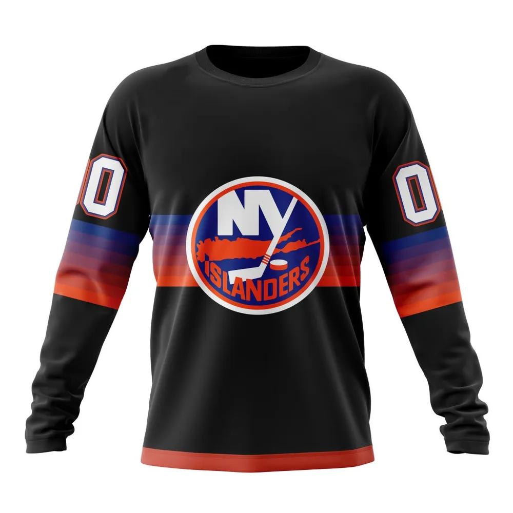 NHL New York Islanders Special Black And Gradient Design St2301 Long Sleeved Sweatshirt 