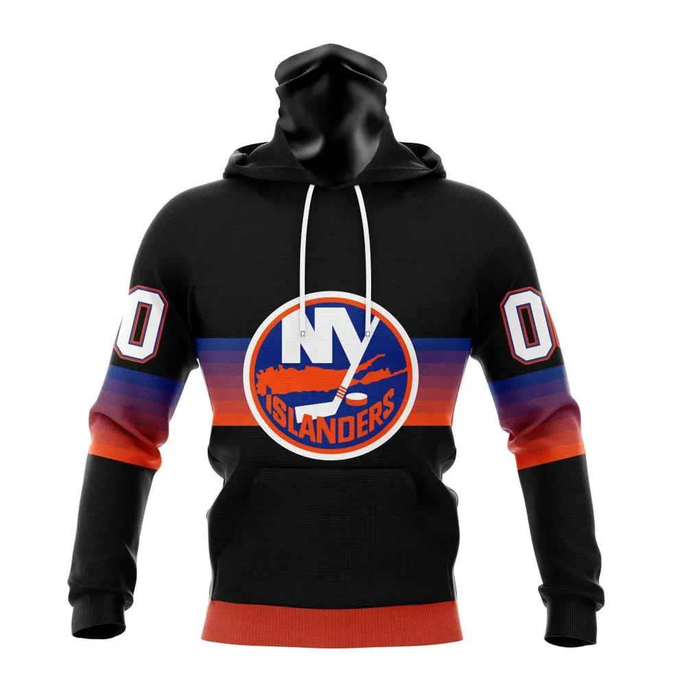 NHL New York Islanders Special Black And Gradient Design St2301 Mask Hoodie