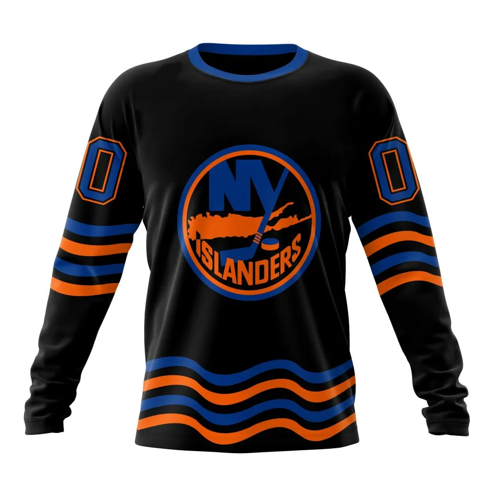 NHL New York Islanders Special Blackout Design St2401 Long Sleeved Sweatshirt 