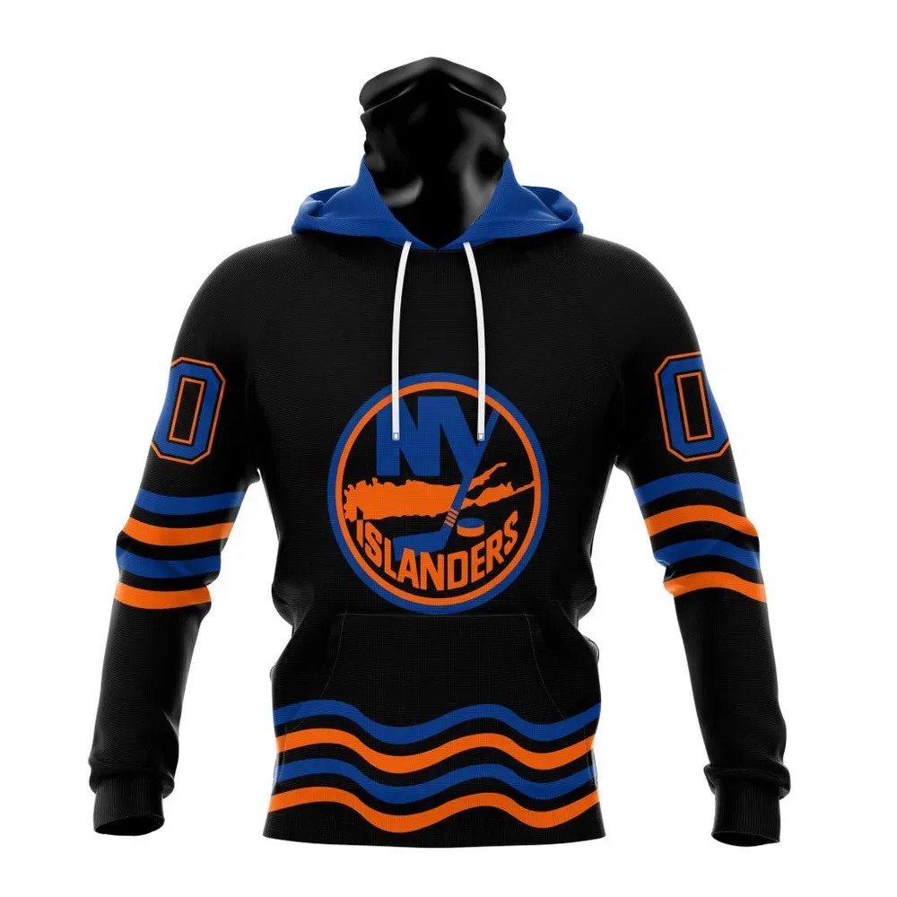 NHL New York Islanders Special Blackout Design St2401 Mask Hoodie