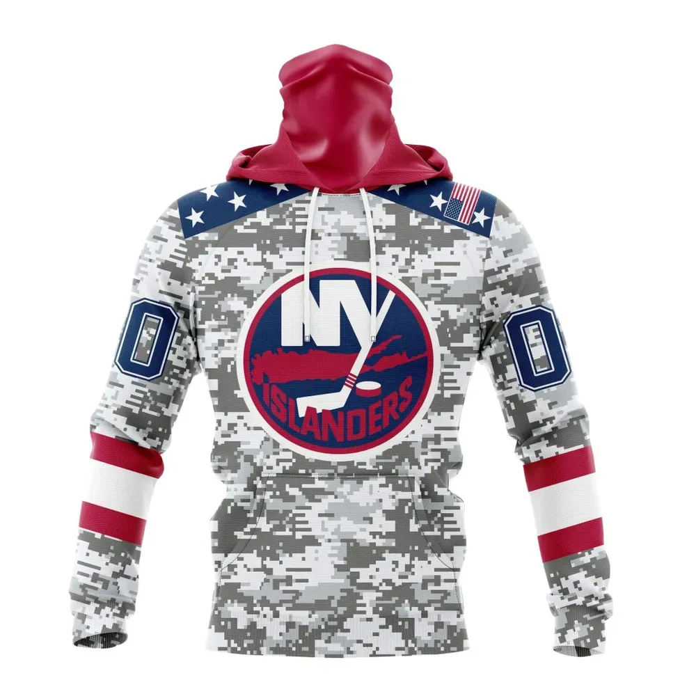 NHL New York Islanders Special Camo Design For Veterans Day St2301 Mask Hoodie