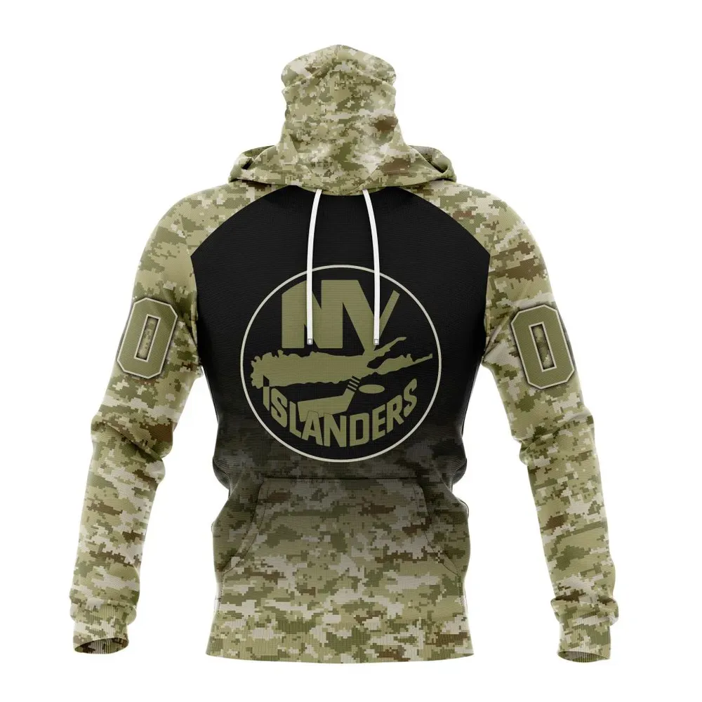 NHL New York Islanders Special Camo Design For Veterans Day St2302 Mask Hoodie