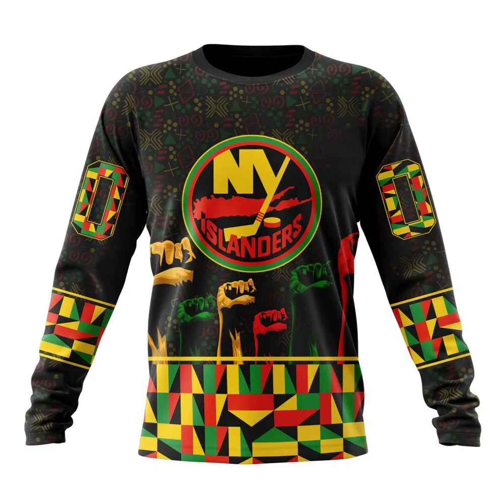 NHL New York Islanders Special Design Celebrate Black History Month St2201 Long Sleeved Sweatshirt 