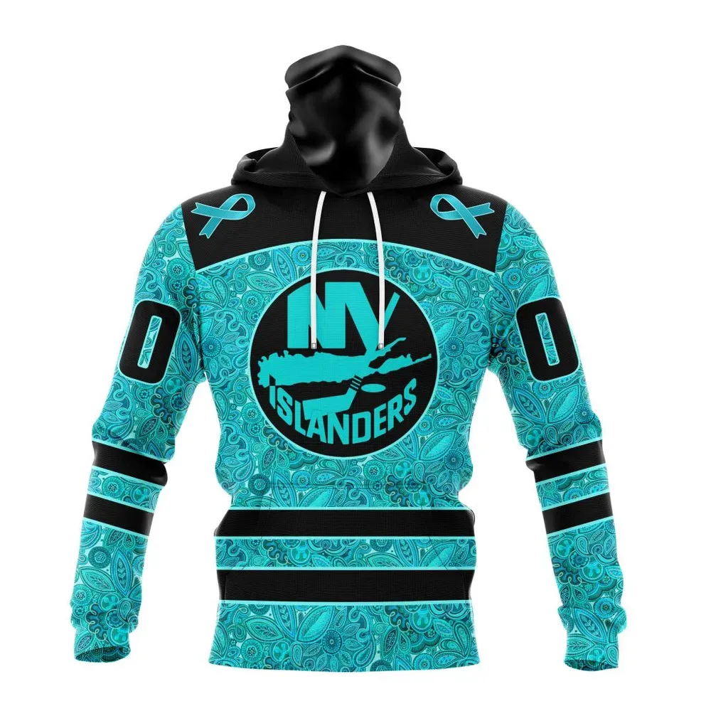 NHL New York Islanders Special Design Fight Ovarian Cancer St2201 Mask Hoodie