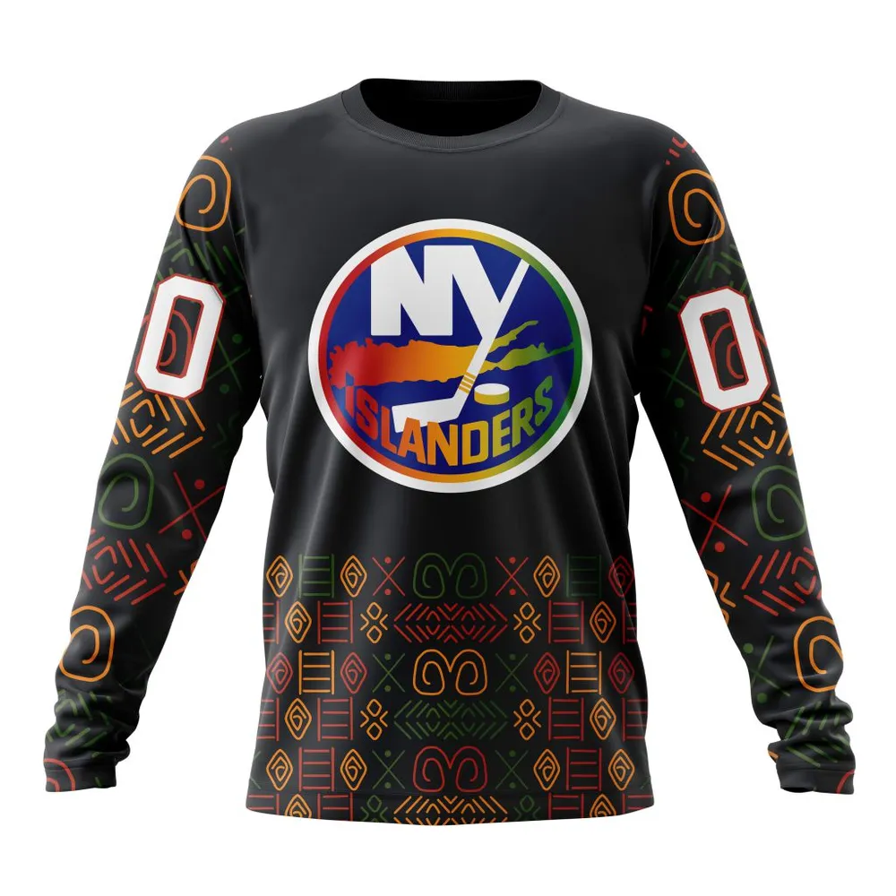 NHL New York Islanders Special Design For Black History Month St2401 Long Sleeved Sweatshirt 