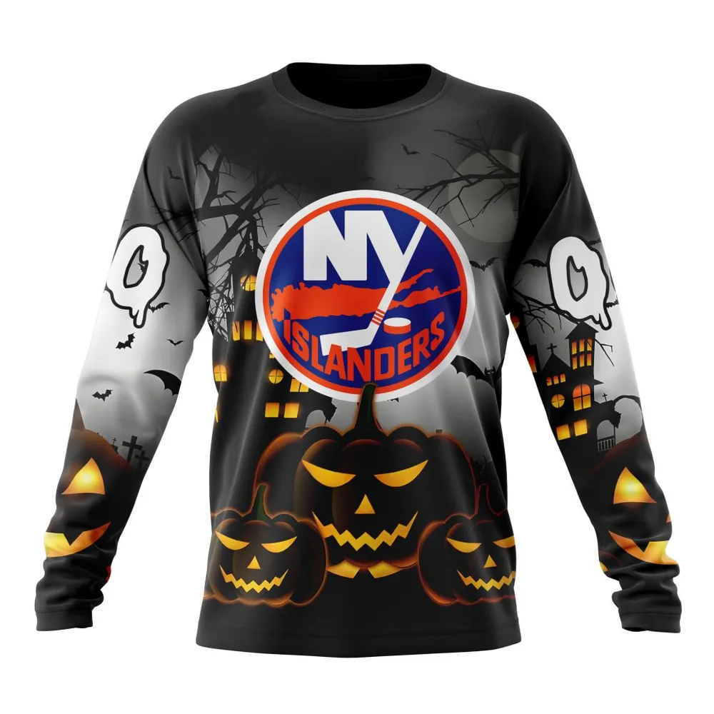 NHL New York Islanders Special Design For Halloween St2302 Long Sleeved Sweatshirt 