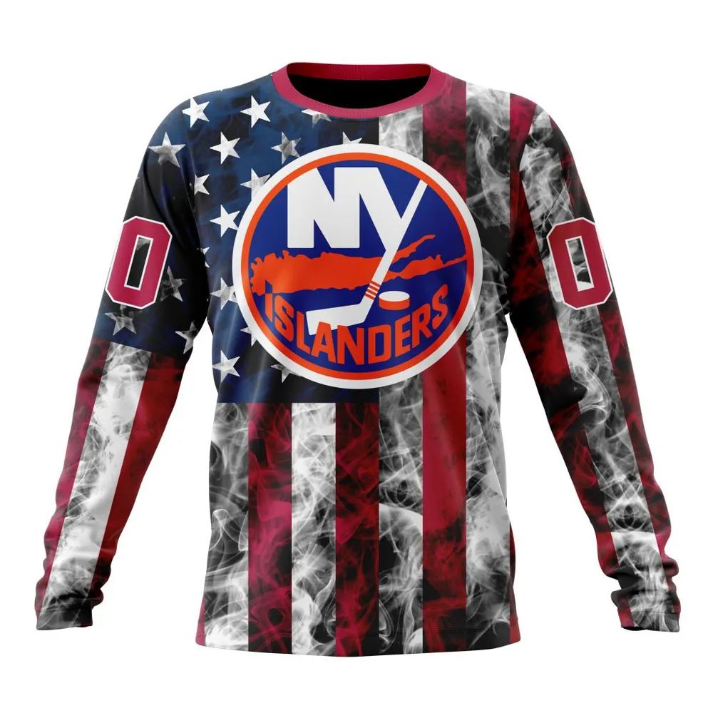 NHL New York Islanders Special Design For Independence Day The Fourth Of July St2401 Long Sleeved Sweatshirt 