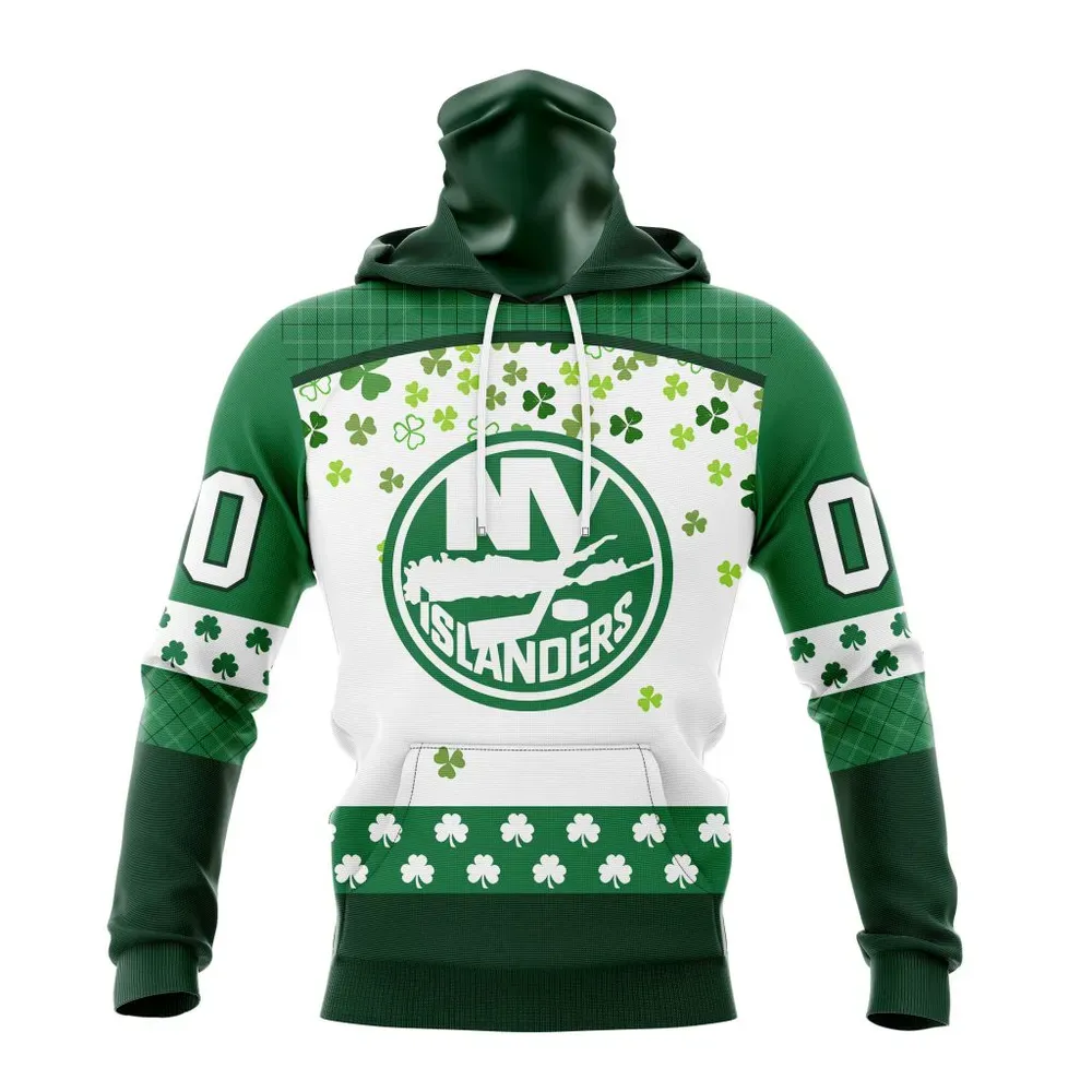 NHL New York Islanders Special Design For St. Patrick Day St2401 Mask Hoodie