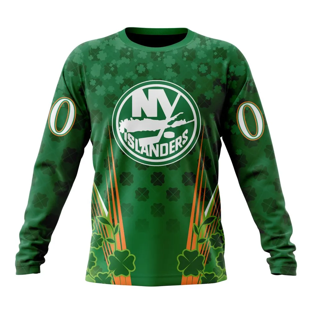 NHL New York Islanders Special Design For St. Patrickâ€™S Day St2402 Long Sleeved Sweatshirt 