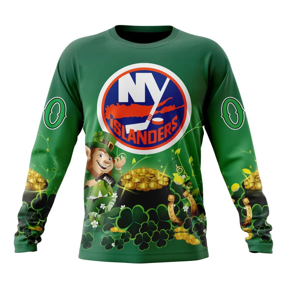 NHL New York Islanders Special Design For St. Patrickâ€™S Day St2403 Long Sleeved Sweatshirt 