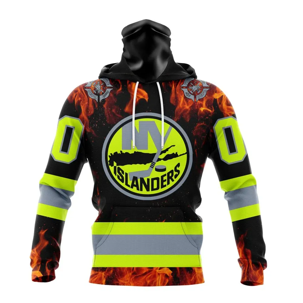 NHL New York Islanders Special Design Honoring Firefighters St2401 Mask Hoodie