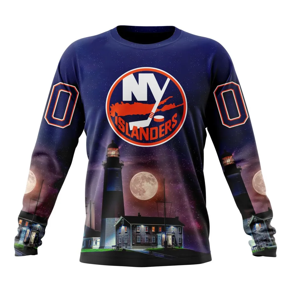 NHL New York Islanders Special Design With Montauk Point Lighthouse St2301 Long Sleeved Sweatshirt 