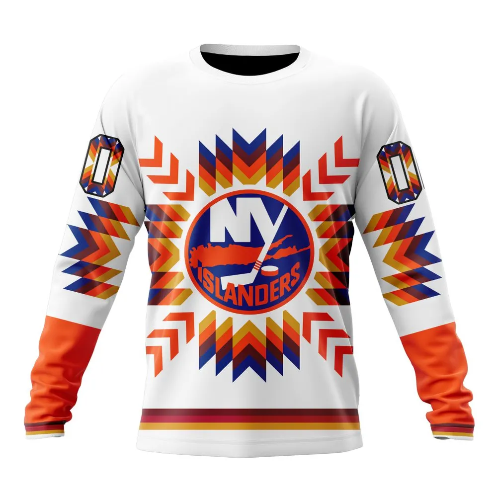 NHL New York Islanders Special Design With Native Pattern St2302 Long Sleeved Sweatshirt 