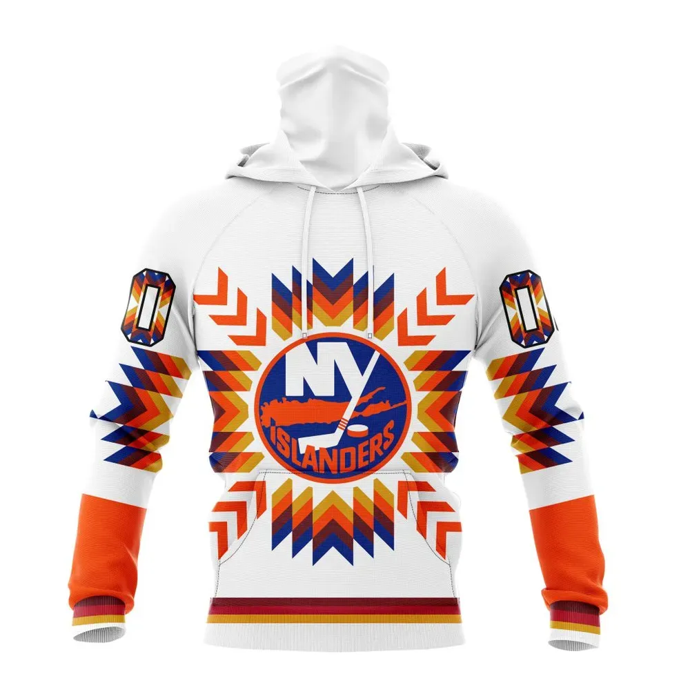 NHL New York Islanders Special Design With Native Pattern St2302 Mask Hoodie