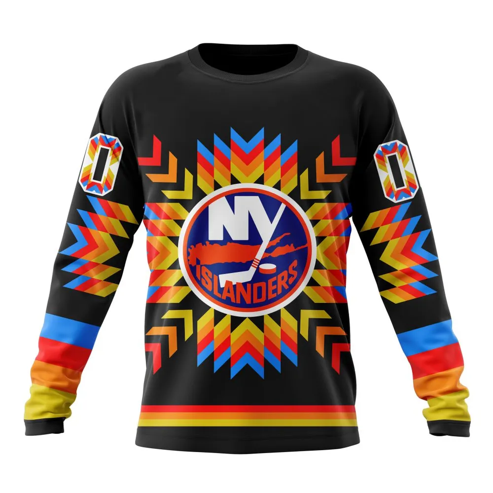 NHL New York Islanders Special Design With Native Pattern St2306 Long Sleeved Sweatshirt 