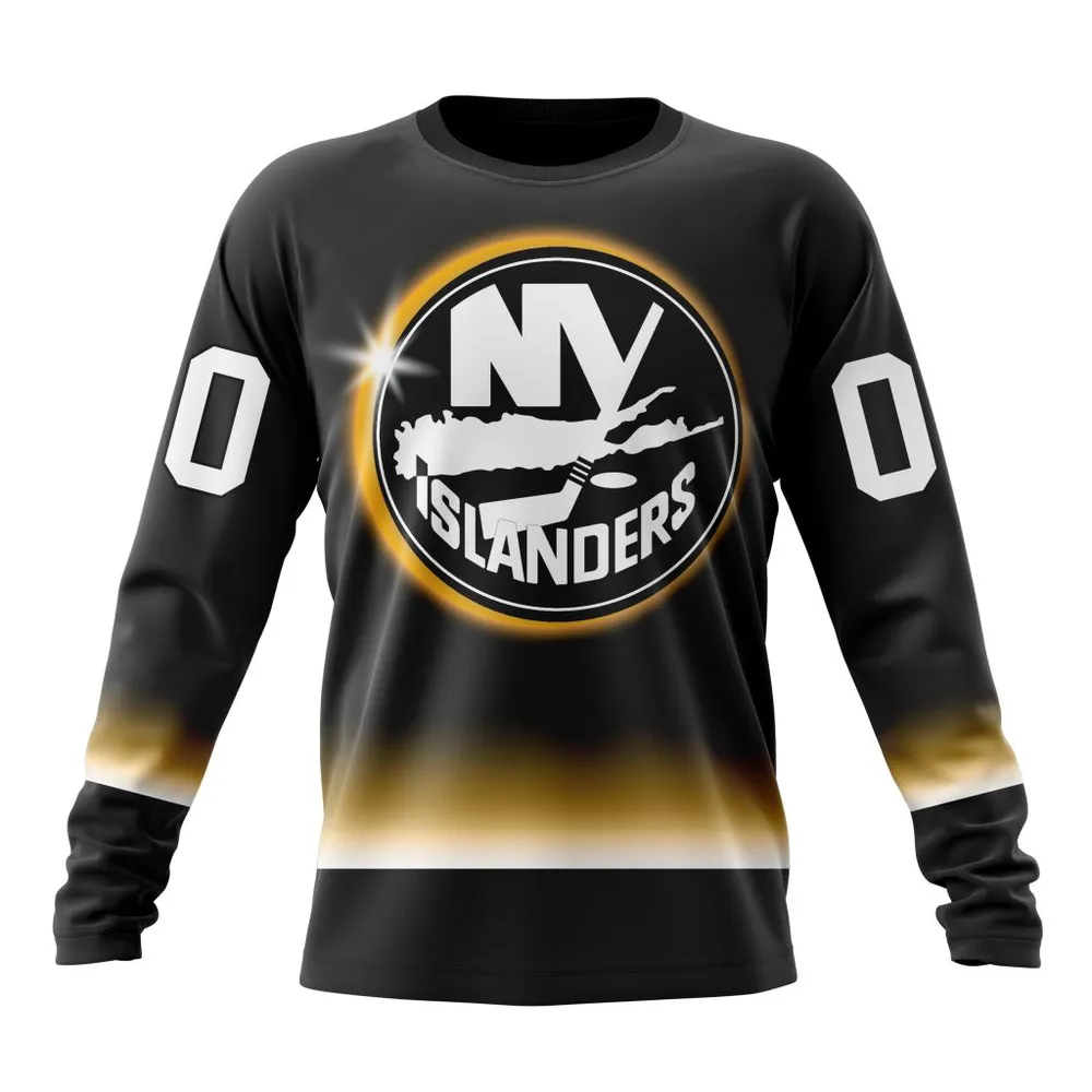 NHL New York Islanders Special Eclipse Design St2401 Long Sleeved Sweatshirt 