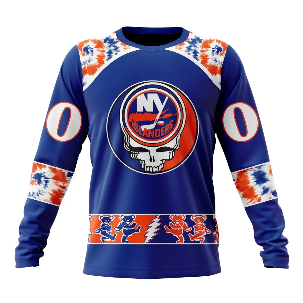 NHL New York Islanders Special Grateful Dead Design St2301 Long Sleeved Sweatshirt 