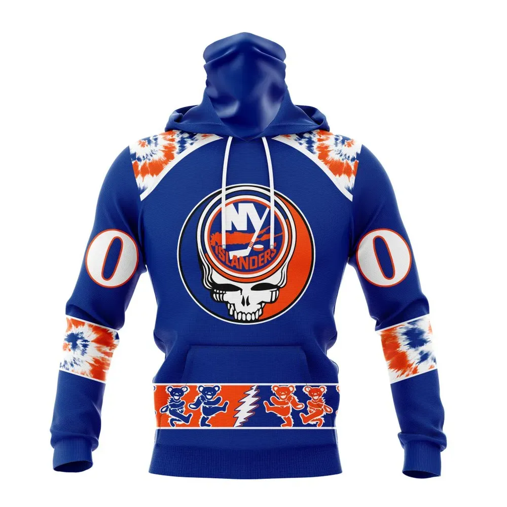 NHL New York Islanders Special Grateful Dead Design St2301 Mask Hoodie