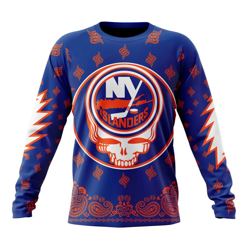 NHL New York Islanders Special Grateful Dead Design St2303 Long Sleeved Sweatshirt 