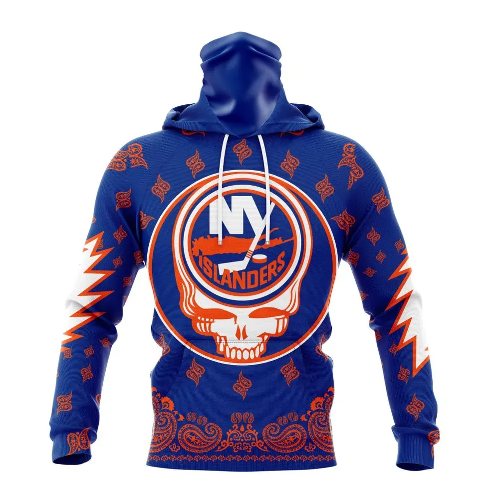 NHL New York Islanders Special Grateful Dead Design St2303 Mask Hoodie