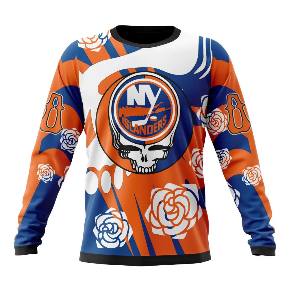 NHL New York Islanders Special Grateful Dead Design St2305 Long Sleeved Sweatshirt 