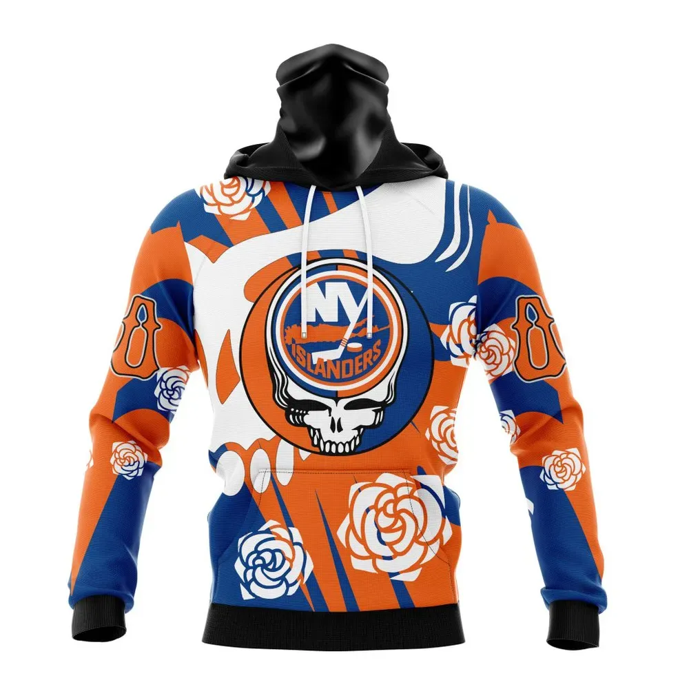 NHL New York Islanders Special Grateful Dead Design St2305 Mask Hoodie