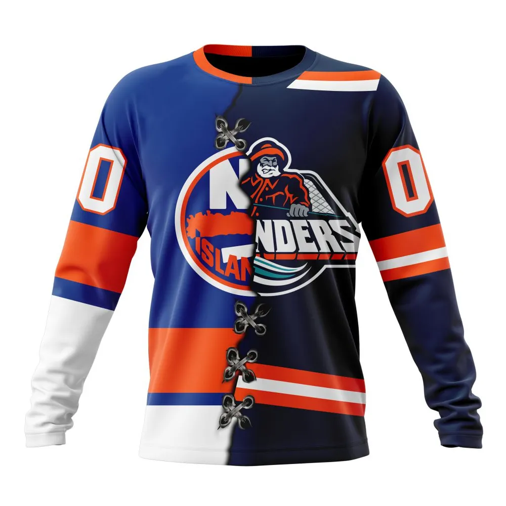 NHL New York Islanders Special Home Mix Reverse Retro Personalized Kits Long Sleeved Sweatshirt 