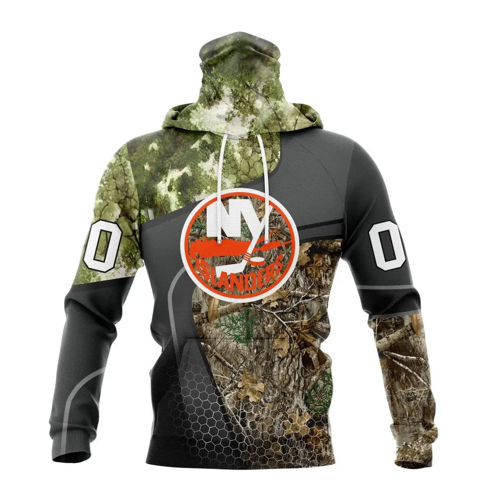 NHL New York Islanders Special Hunting Camo Design St2302 Mask Hoodie