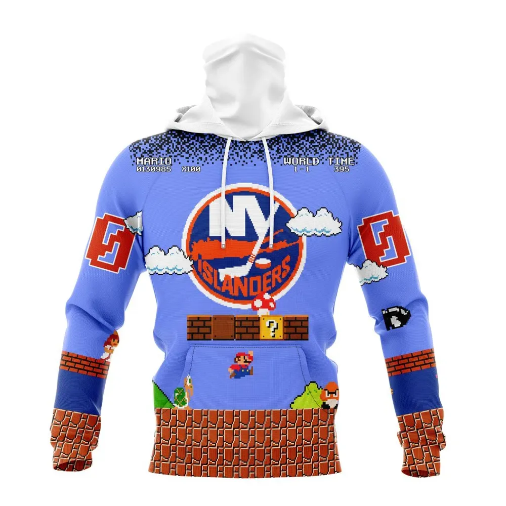 NHL New York Islanders Special Kits With Super Mario Game Design Mask Hoodie