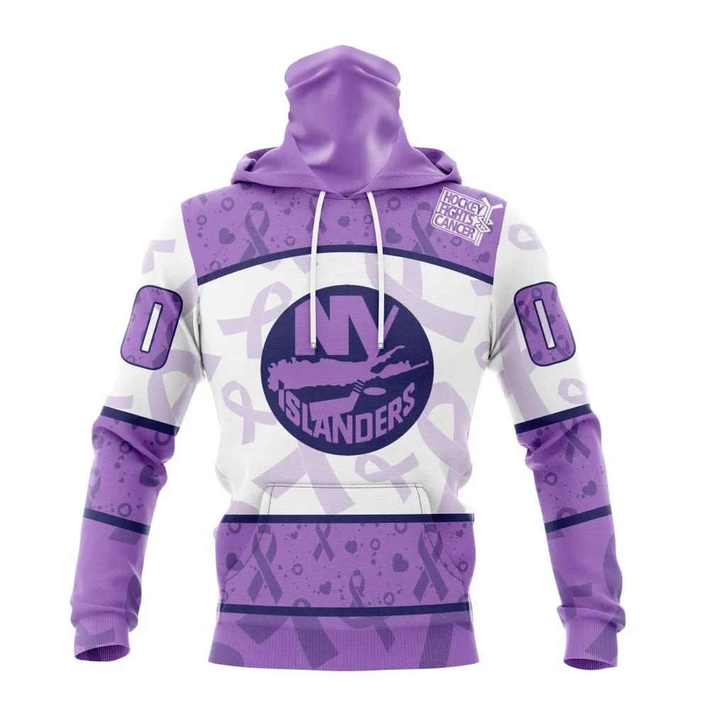 NHL New York Islanders Special Lavender Fight Cancer St2201 Mask Hoodie