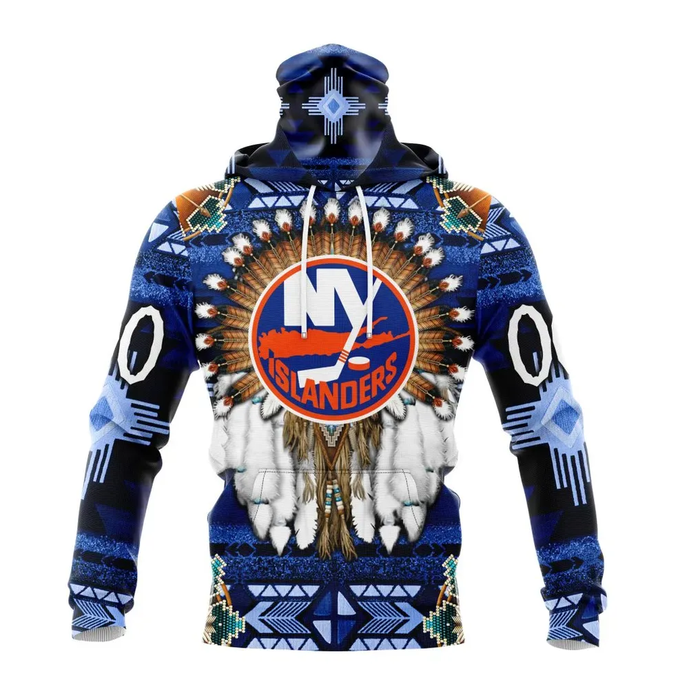 NHL New York Islanders Special Native Costume Design St2202 Mask Hoodie